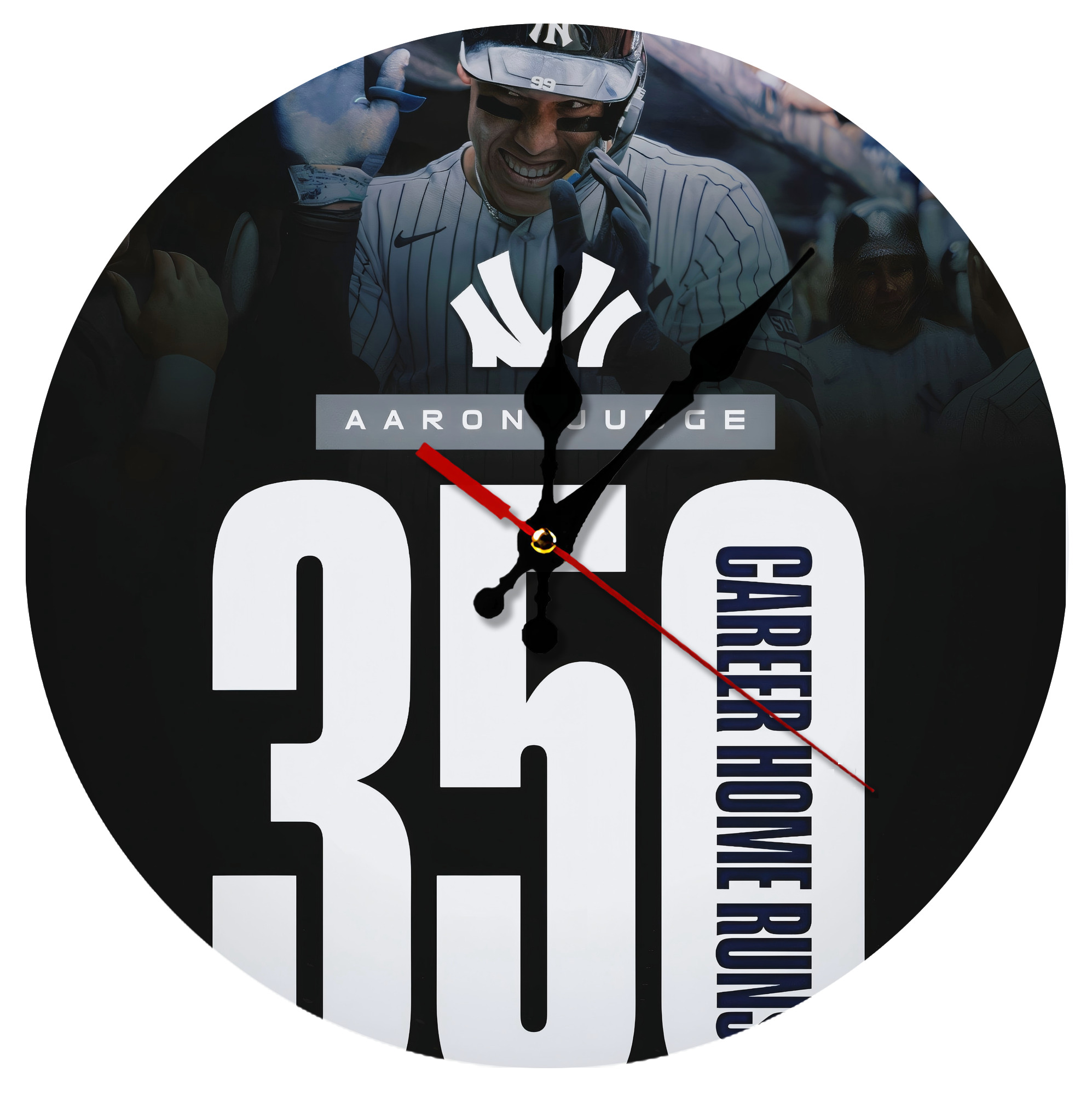 Aaron Judge's 350th Career Home Runs Silent Round Wall Clock – Modern & Stylish DIY Design, Durable Wood Construction, Easy To Install – Perfect For Office, Bedroom, Living Room, And More